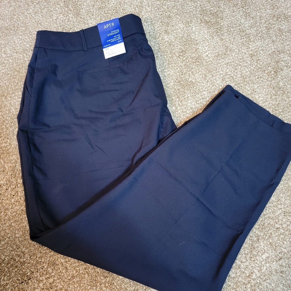 Apt. 9 Tori 24W straight leg navy blue dress pants